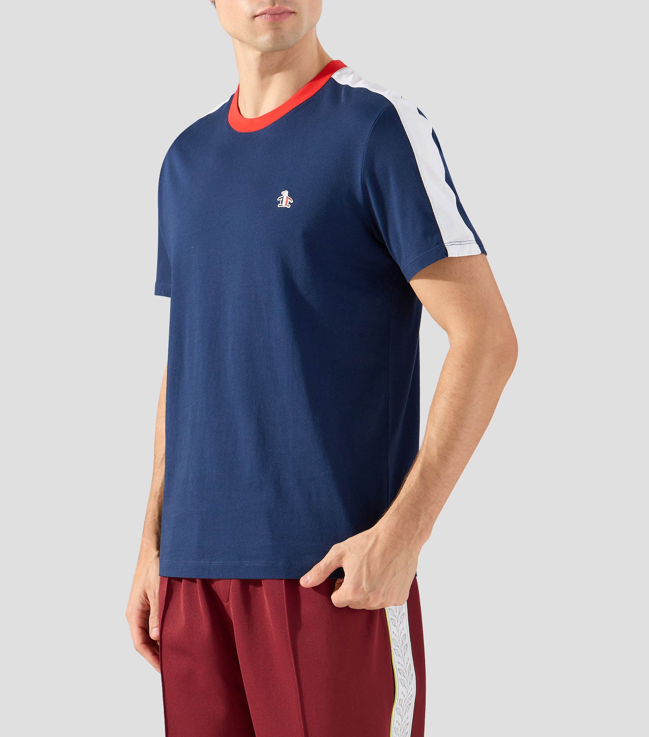 Playera de cuello redondo con manga corta lisa Hombre
